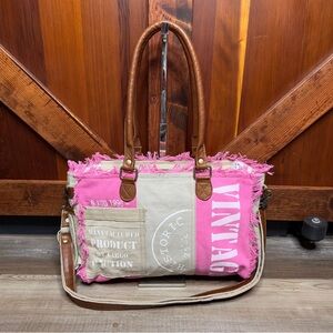 Myra Bag Queen Creek Upcycled Tote Shoulder Purse Canvas Bag Vintage Handbag